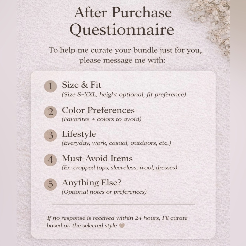 🤎After Purchase Questionnaire 🤎